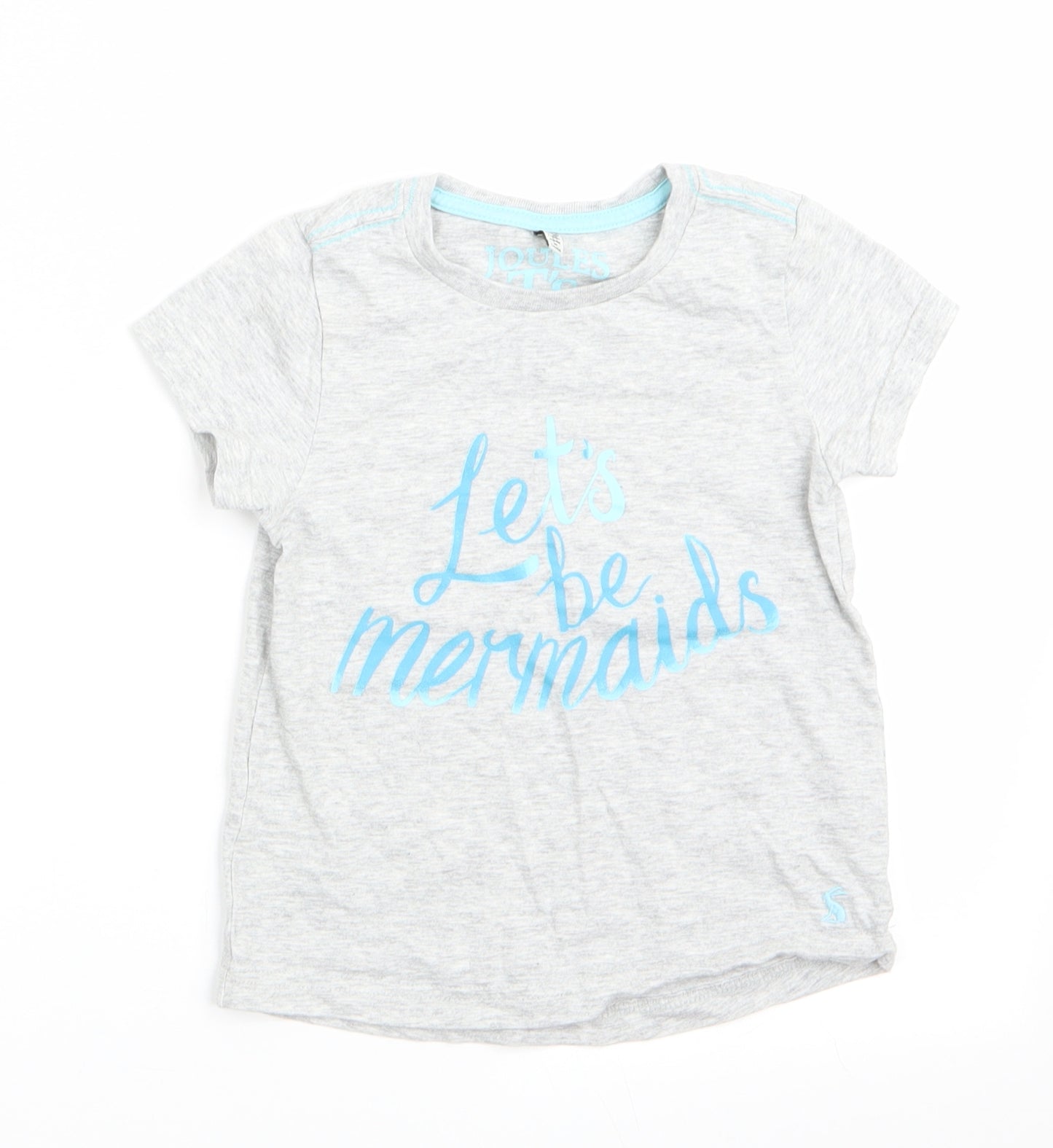 Joules Girls Grey   Basic T-Shirt Size 5-6 Years  - Let's be mermaids