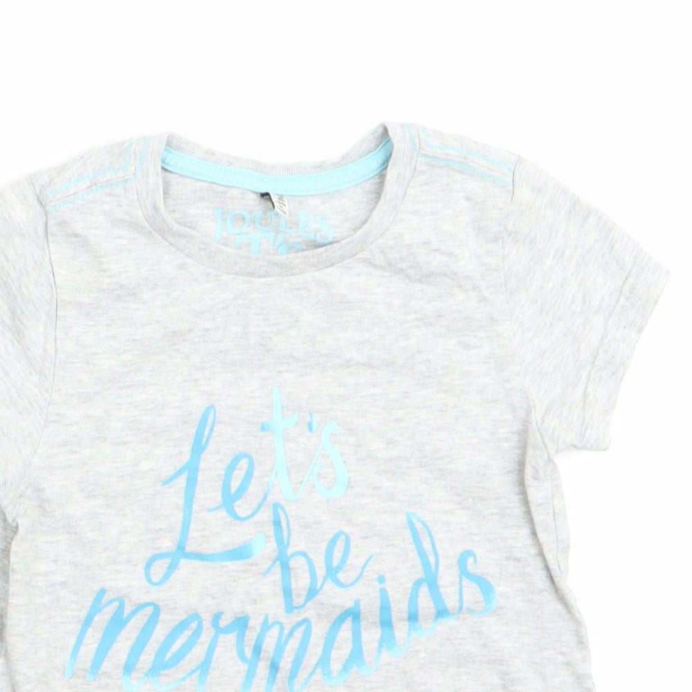 Joules Girls Grey   Basic T-Shirt Size 5-6 Years  - Let's be mermaids