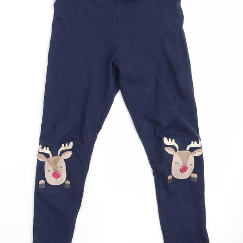 Florence and Fred Girls Blue Animal Print   Pyjama Pants Size 5-6 Years  - Rudolph logo on knees