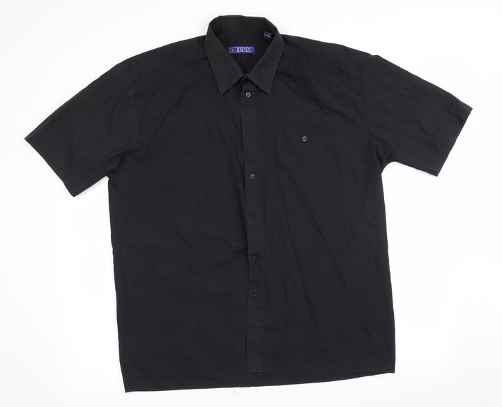 Lorenzzo Mens Black    Button-Up Size XL