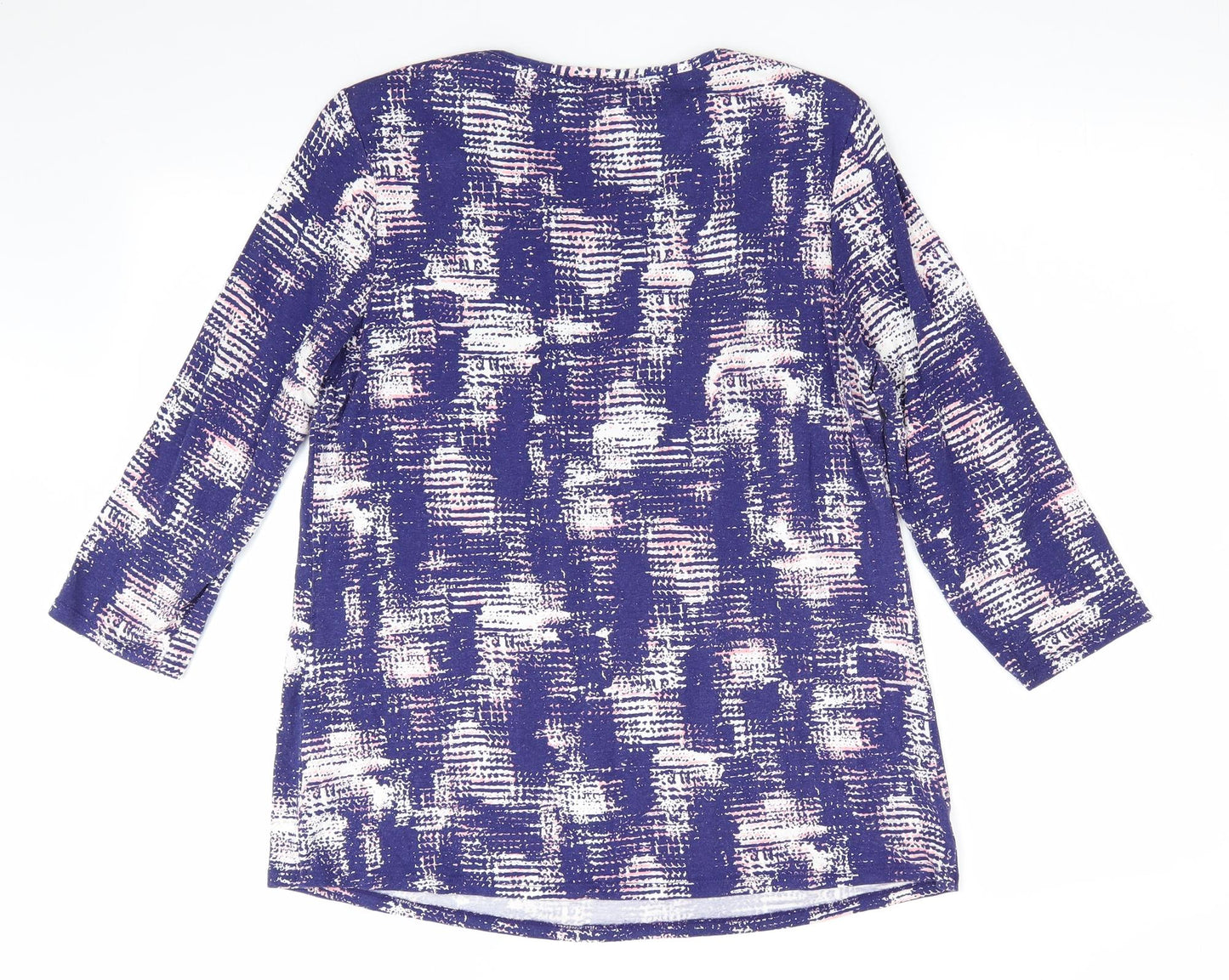 Marks and Spencer Womens Purple Geometric  Tunic Blouse Size 14  - Pleated neck