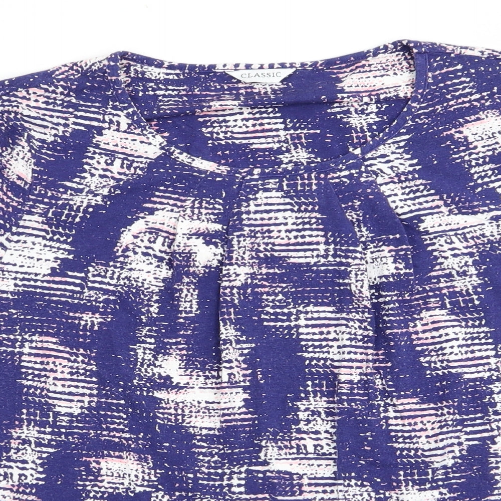 Marks and Spencer Womens Purple Geometric  Tunic Blouse Size 14  - Pleated neck