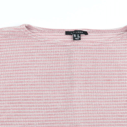 New Look Womens Pink Striped  Pullover Jumper Size M  - Open weave stripe