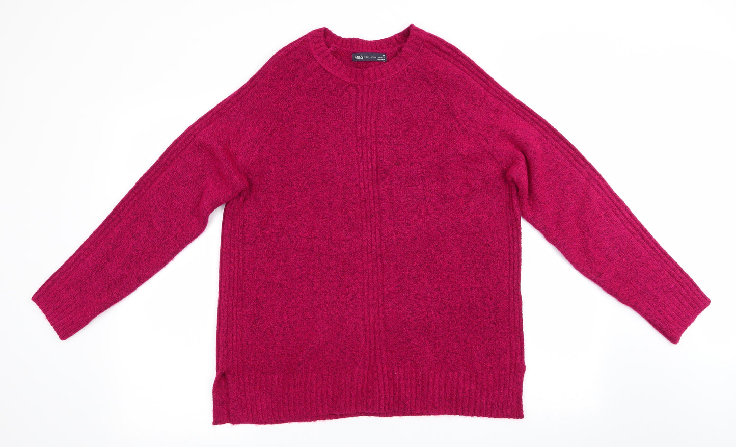 Marks and Spencer Womens Red   Pullover Jumper Size M  - Side vented hemline Cerise Soft Feel