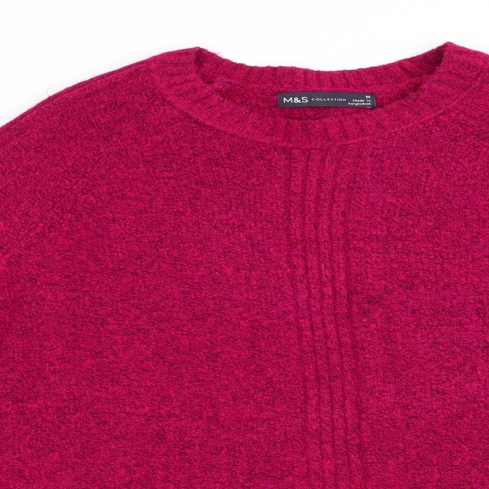 Marks and Spencer Womens Red   Pullover Jumper Size M  - Side vented hemline Cerise Soft Feel