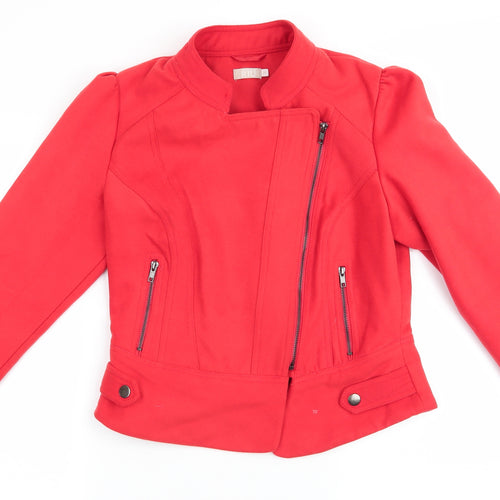 RIU Womens Orange   Bomber Jacket Coat Size 10  - Soft Felt like texture gathered shoulders