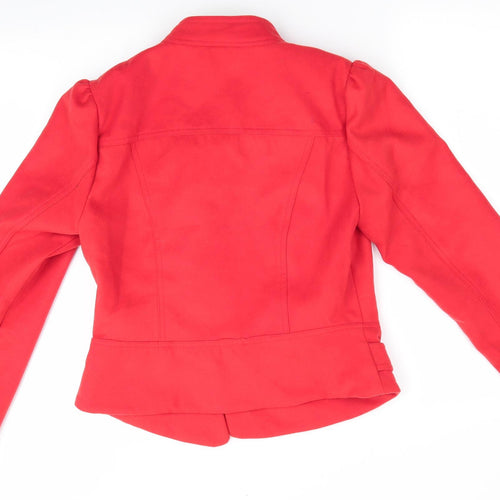 RIU Womens Orange   Bomber Jacket Coat Size 10  - Soft Felt like texture gathered shoulders