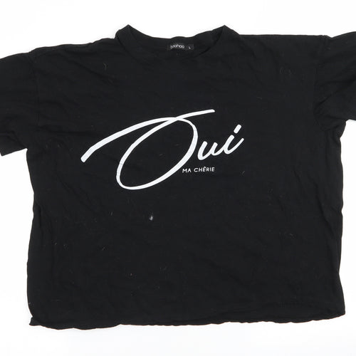 Boohoo Womens Black Solid   Pyjama Top Size L  - Oui Ma Cherie