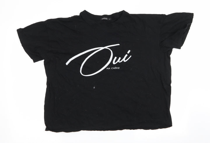 Boohoo Womens Black Solid Pyjama Top Size L - Oui Ma Cherie
