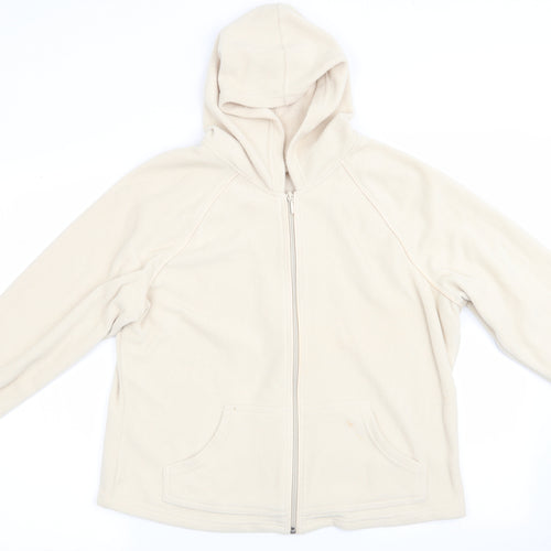 Marks and Spencer Womens Beige  Fleece Jacket Coat Size 18  - Piped detail