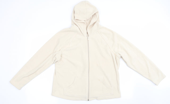 Marks and Spencer Womens Beige Fleece Jacket Coat Size 18 - Piped detail