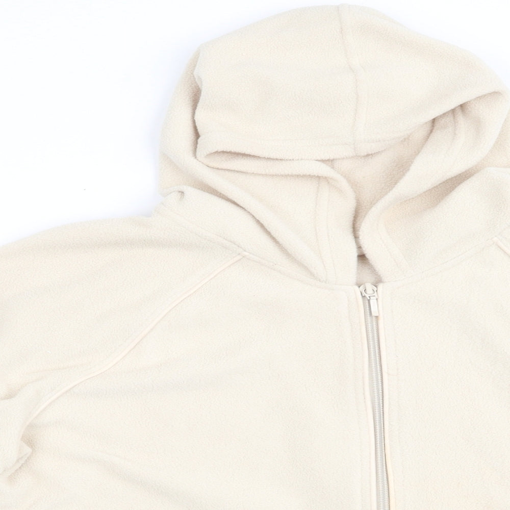 Marks and Spencer Womens Beige  Fleece Jacket Coat Size 18  - Piped detail