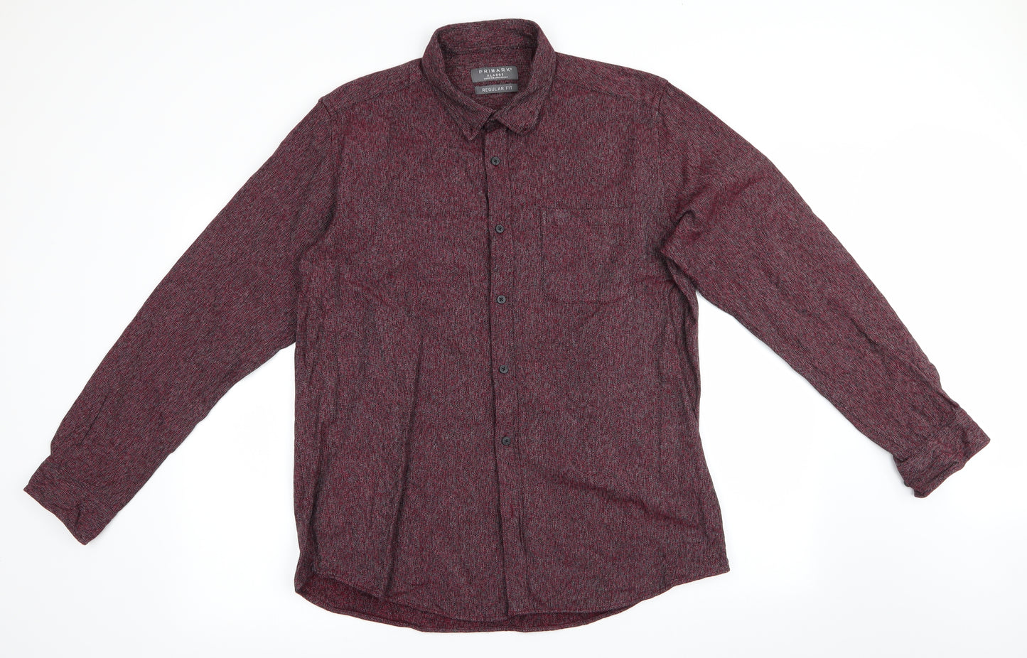 Primark Mens Red    Button-Up Size XL  - Buttoned Collar Slight Fleece feel interior
