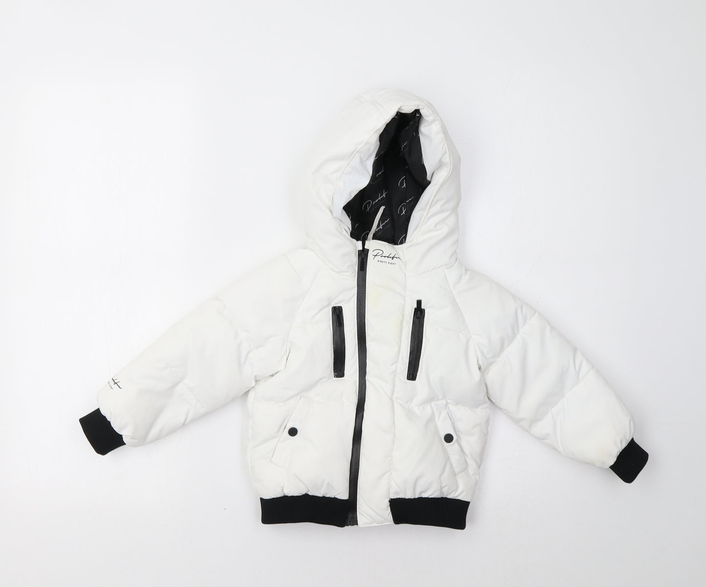 River Island Baby White Striped  Puffer Jacket Jacket Size 12-18 Months