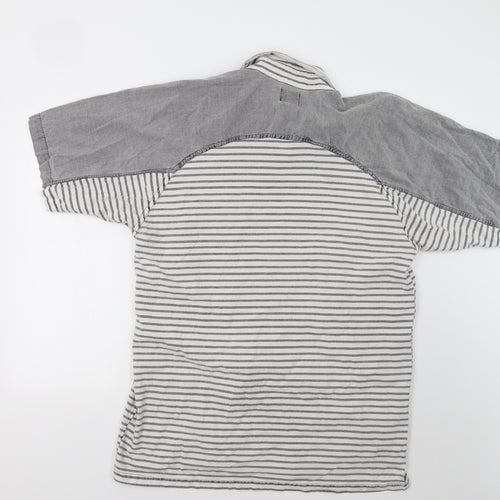 Rumours Mens Grey Striped   Button-Up Size L