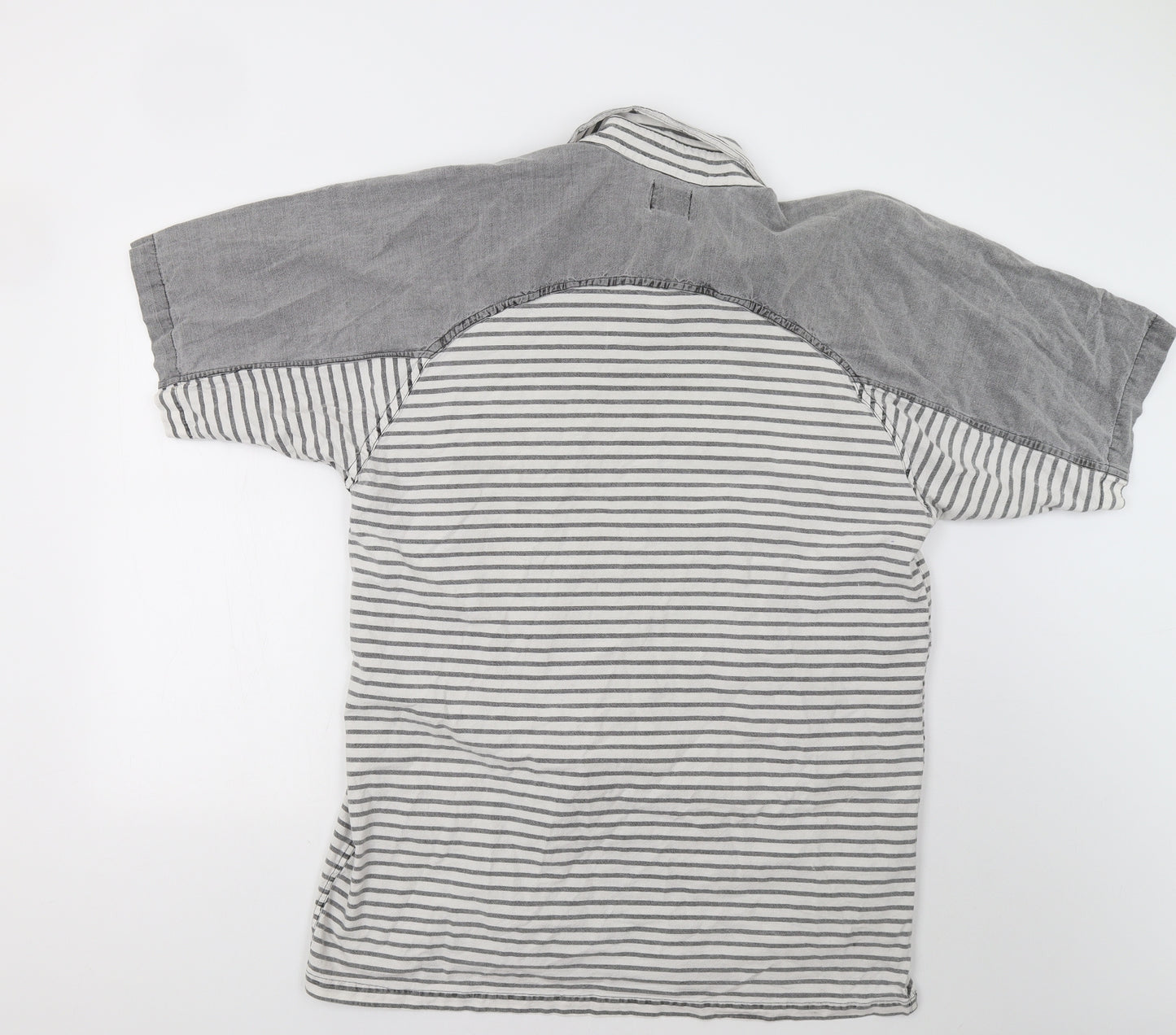 Rumours Mens Grey Striped   Button-Up Size L