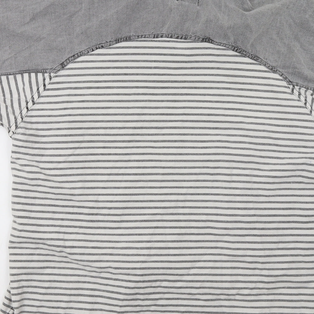 Rumours Mens Grey Striped   Button-Up Size L