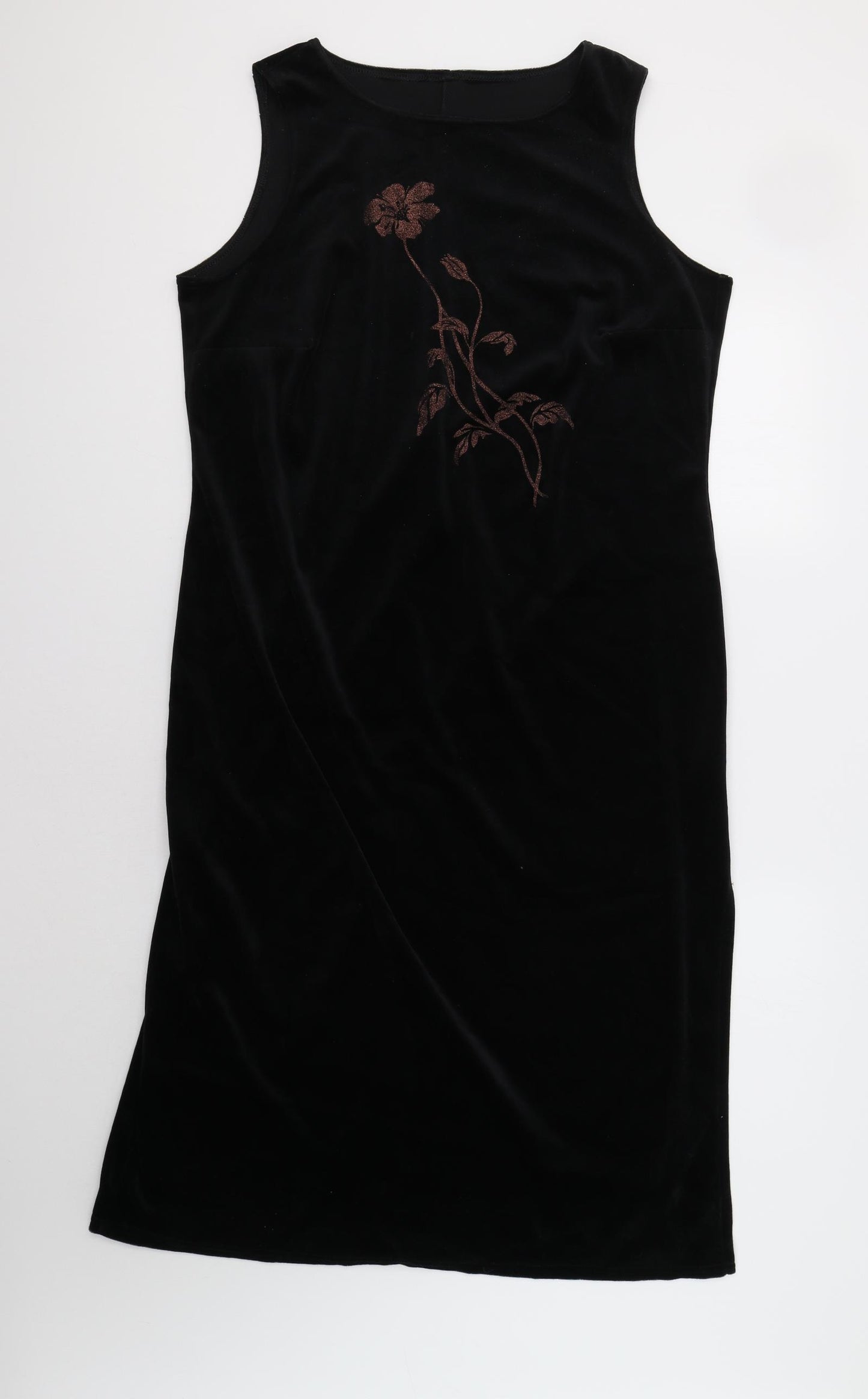 Classics Womens Black Floral Velour A-Line  Size 20