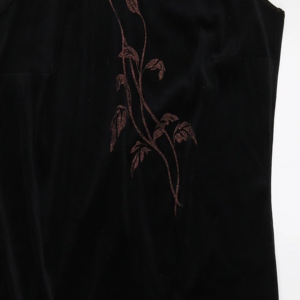 Classics Womens Black Floral Velour A-Line  Size 20