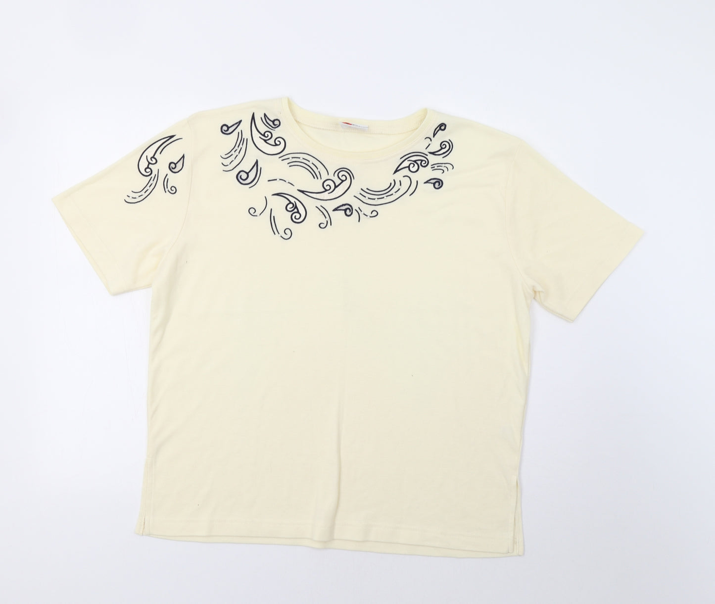 Poppy Womens Beige Paisley  Basic T-Shirt Size L