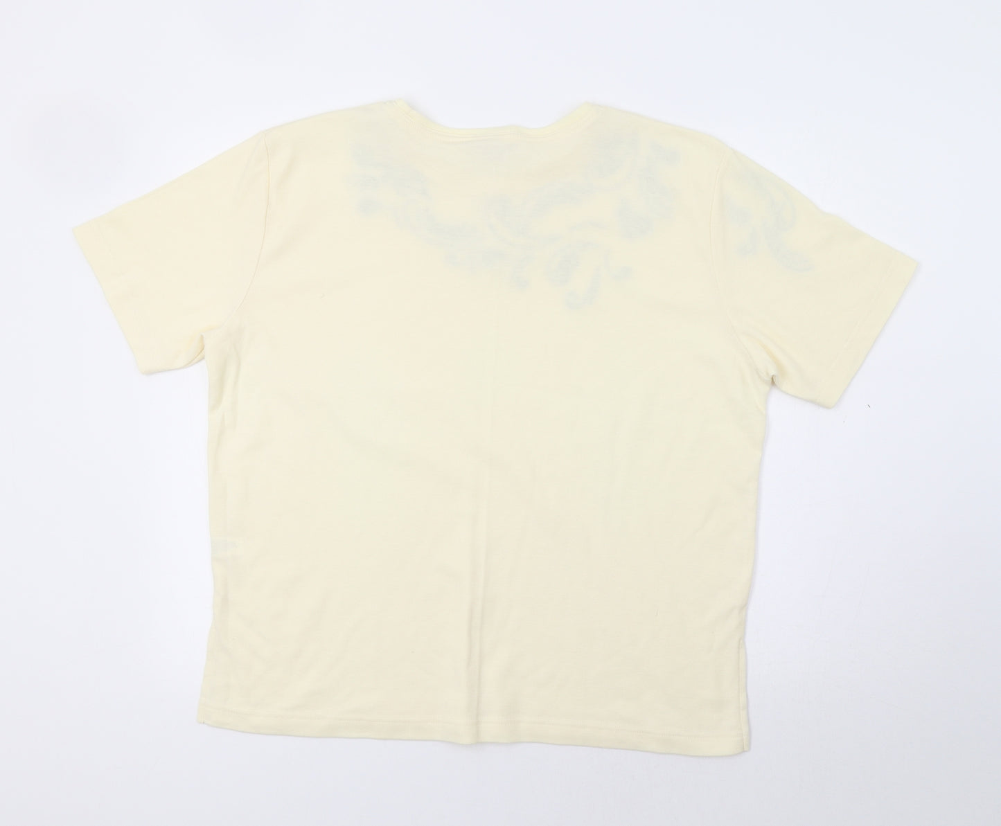 Poppy Womens Beige Paisley  Basic T-Shirt Size L