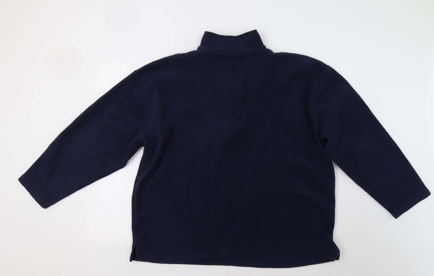 Best Basics Womens Blue  Fleece Henley Sweatshirt Size L