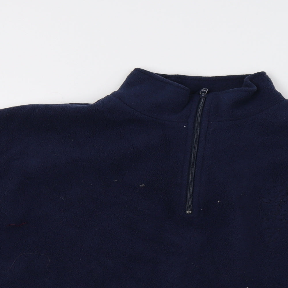 Best Basics Womens Blue  Fleece Henley Sweatshirt Size L