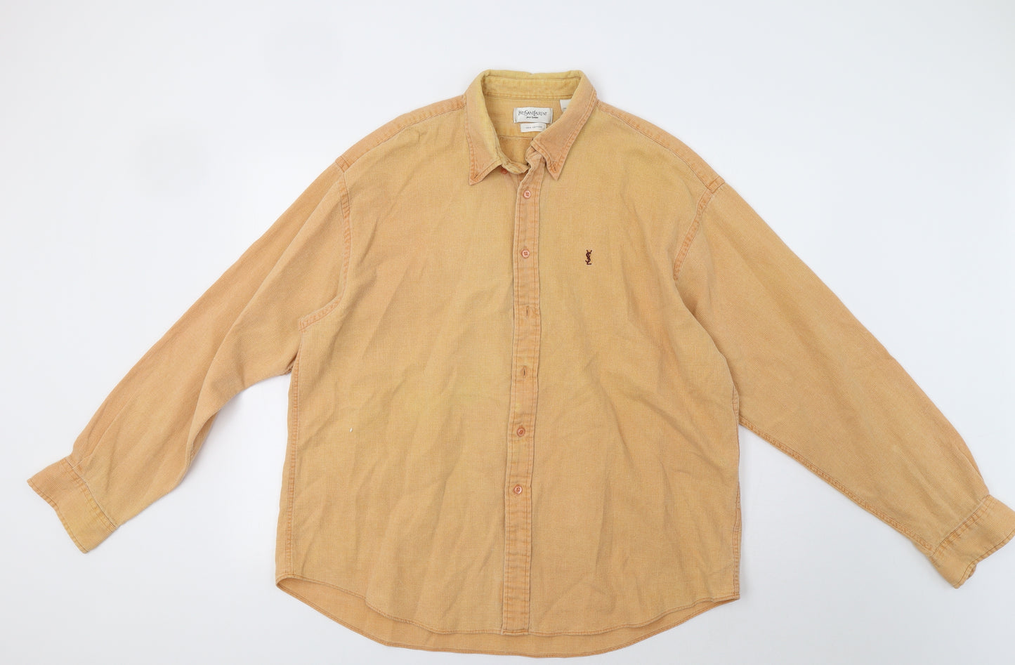Yves Saint Laurent Mens Orange    Button-Up Size XL