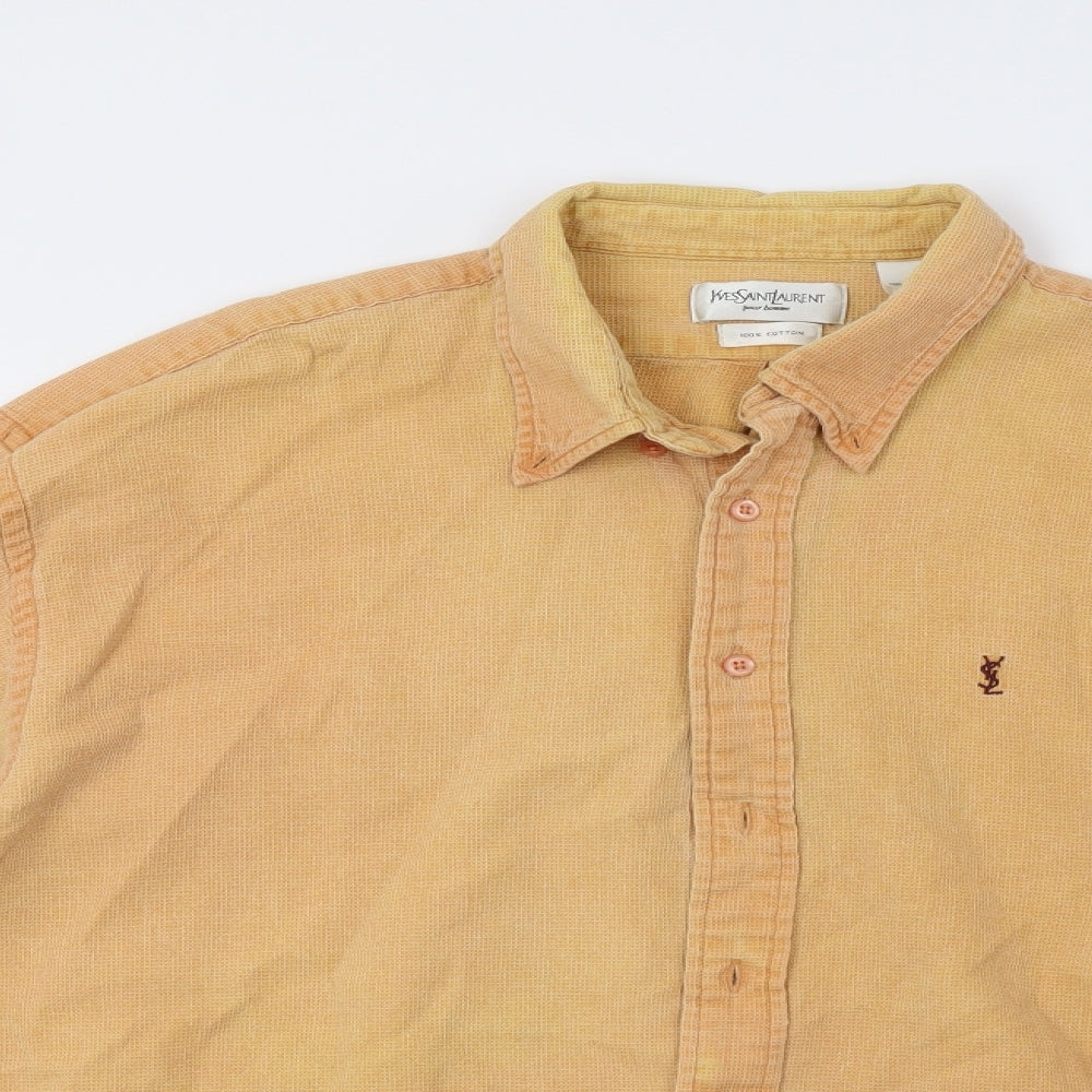 Yves Saint Laurent Mens Orange    Button-Up Size XL