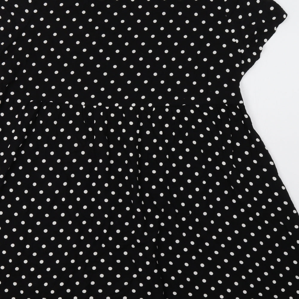 Motel Womens Black Polka Dot  Fit & Flare  Size M