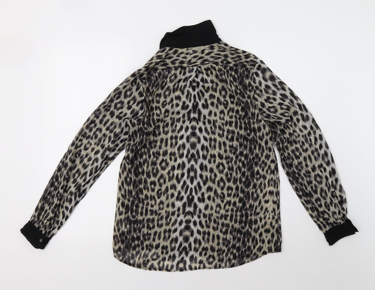 New Look Womens Black Animal Print  Basic Button-Up Size 10