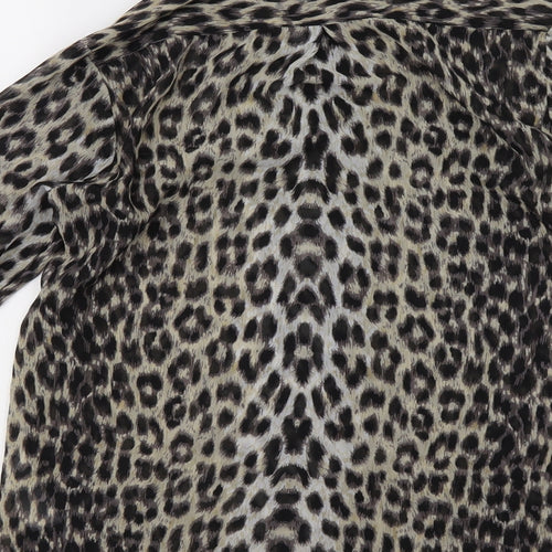New Look Womens Black Animal Print  Basic Button-Up Size 10