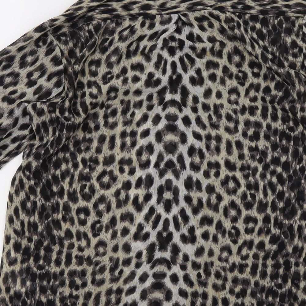 New Look Womens Black Animal Print  Basic Button-Up Size 10