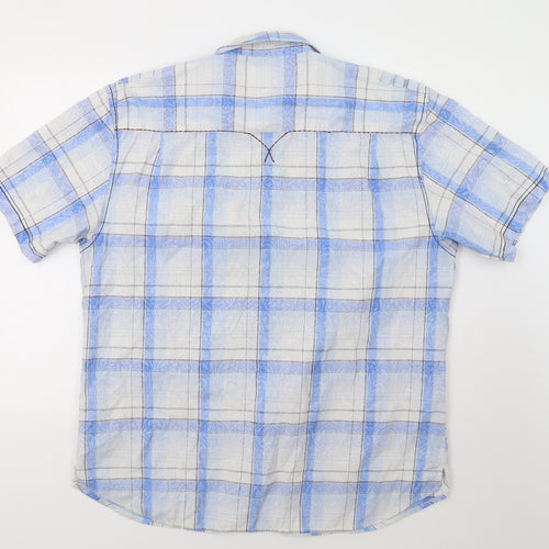 Urban Spirit Mens Blue Check   Button-Up Size XL