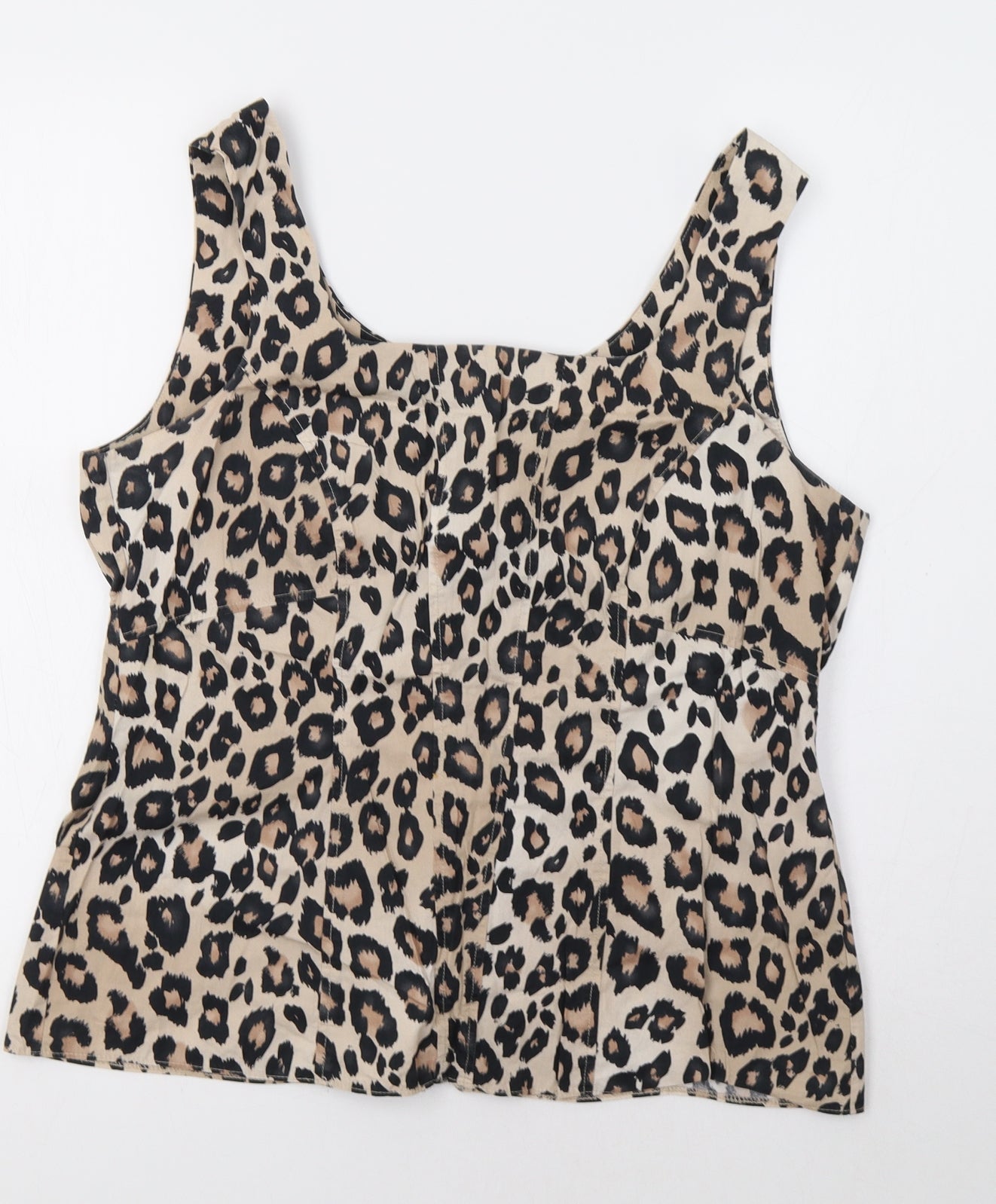 Et Vous Womens Beige Animal Print  Basic Tank Size 16