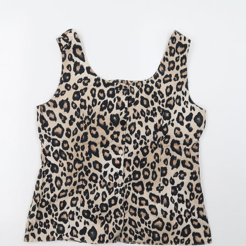 Et Vous Womens Beige Animal Print  Basic Tank Size 16
