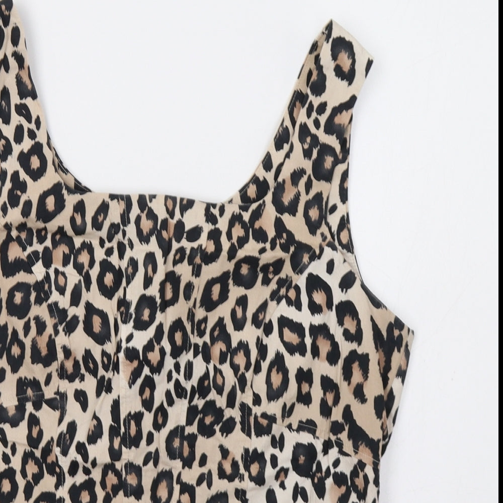 Et Vous Womens Beige Animal Print  Basic Tank Size 16