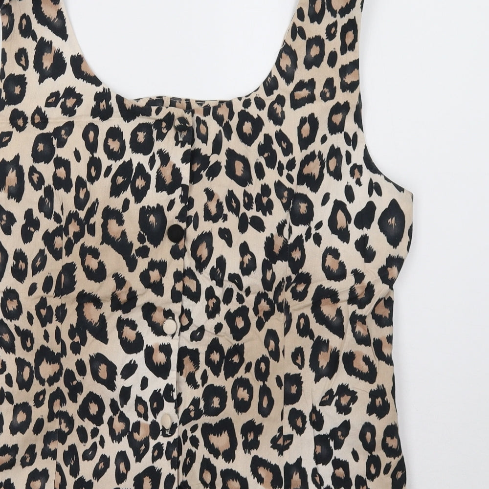 Et Vous Womens Beige Animal Print  Basic Tank Size 16