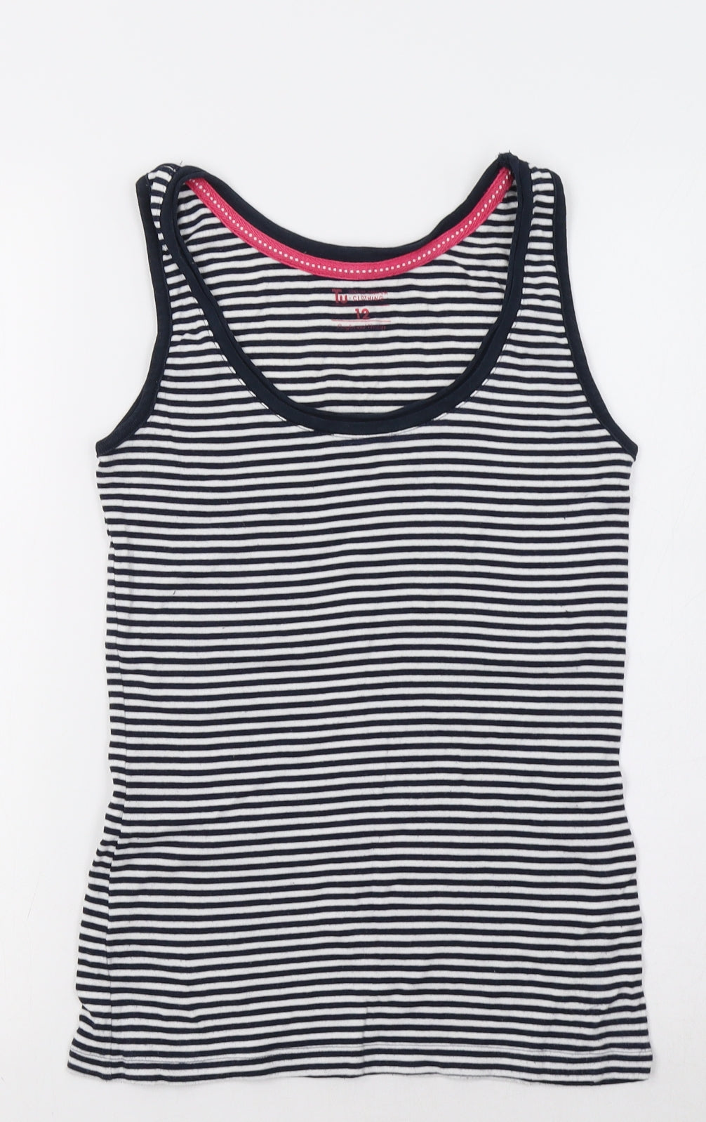 TU Womens Blue Striped  Basic Tank Size 12