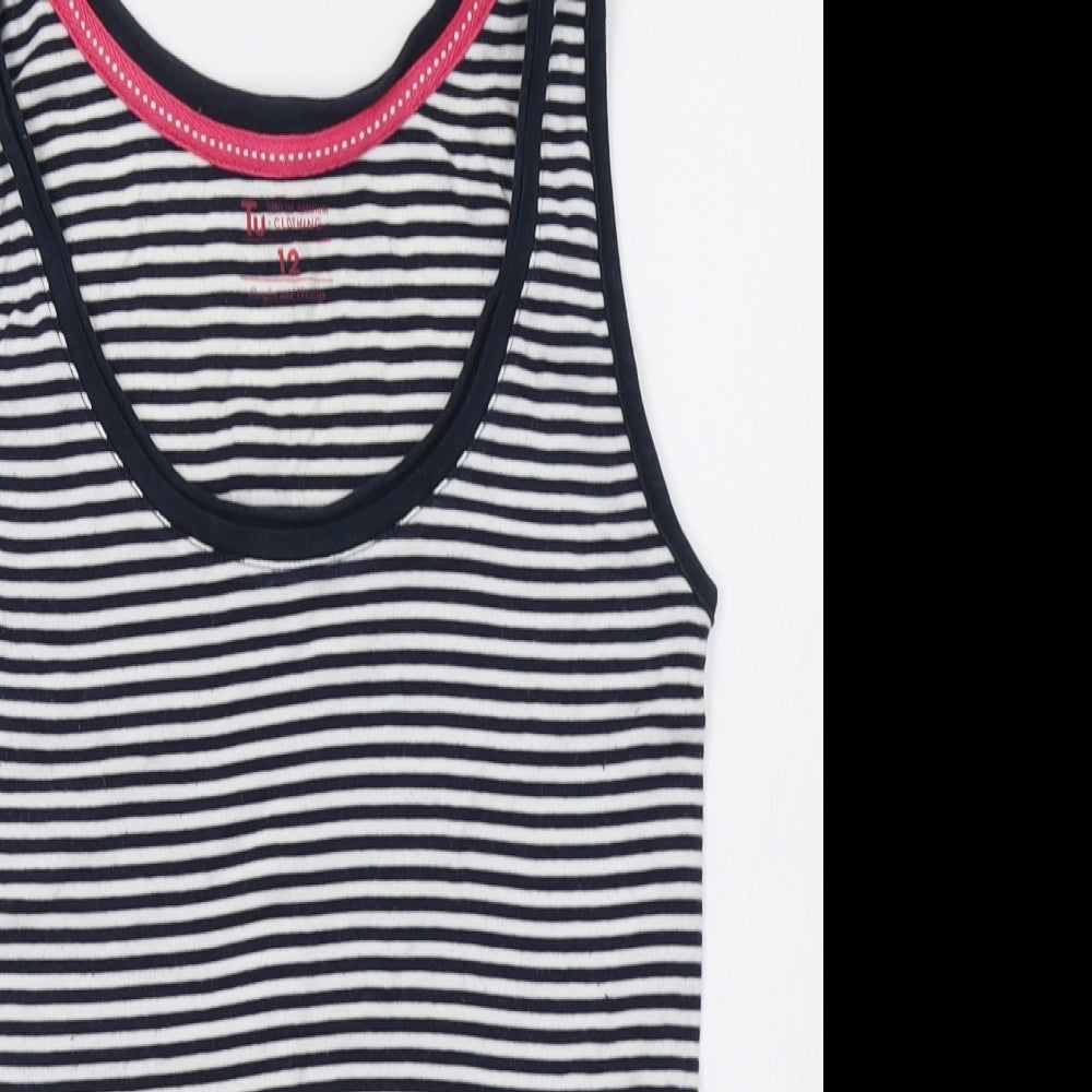 TU Womens Blue Striped  Basic Tank Size 12