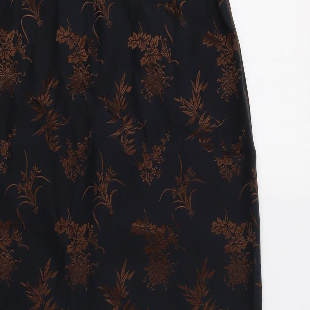 Monsoon Womens Black Floral  A-Line Skirt Size 12