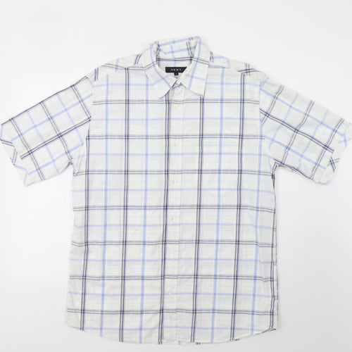NEXT Mens White Check   Button-Up Size L
