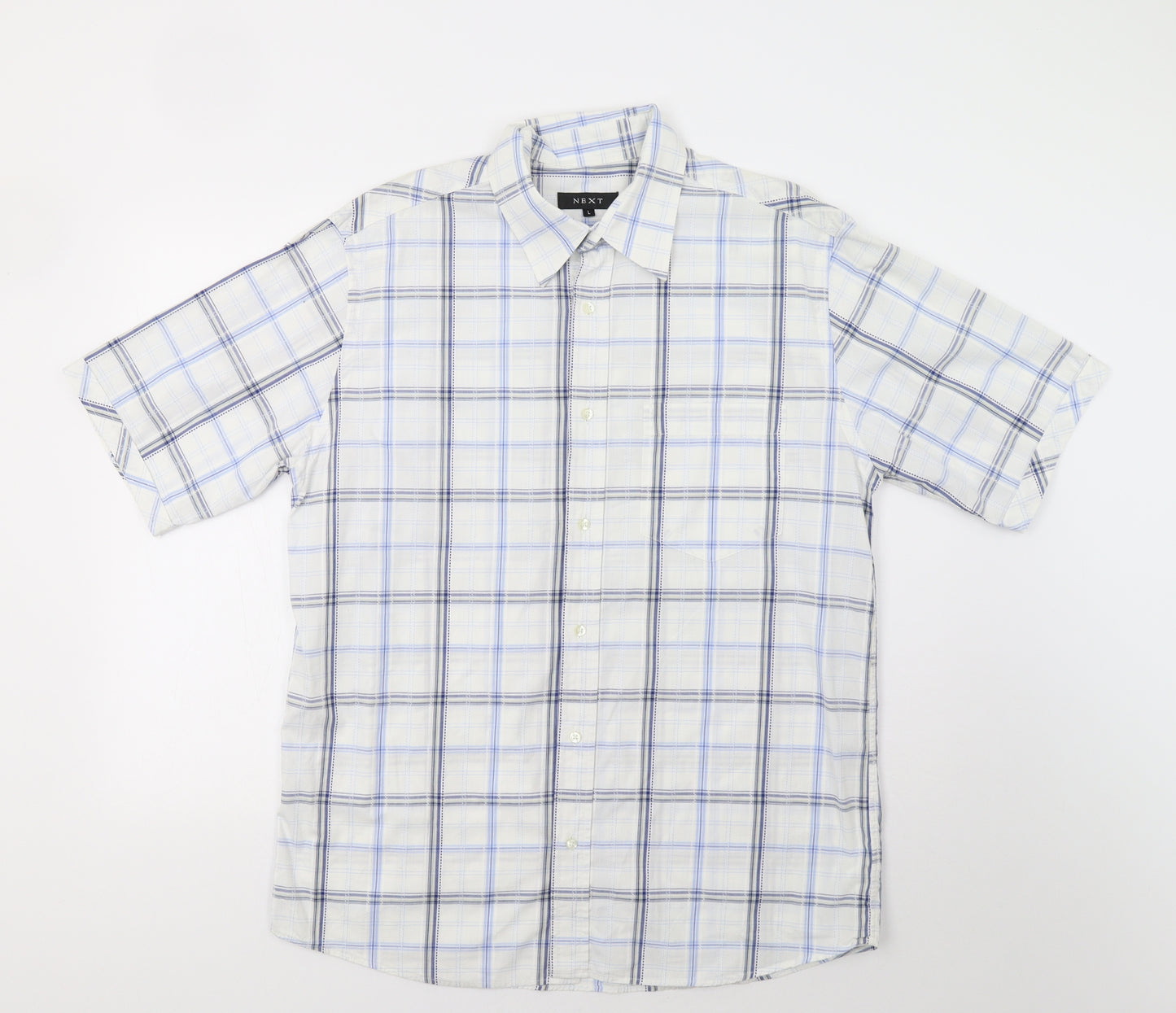 NEXT Mens White Check   Button-Up Size L