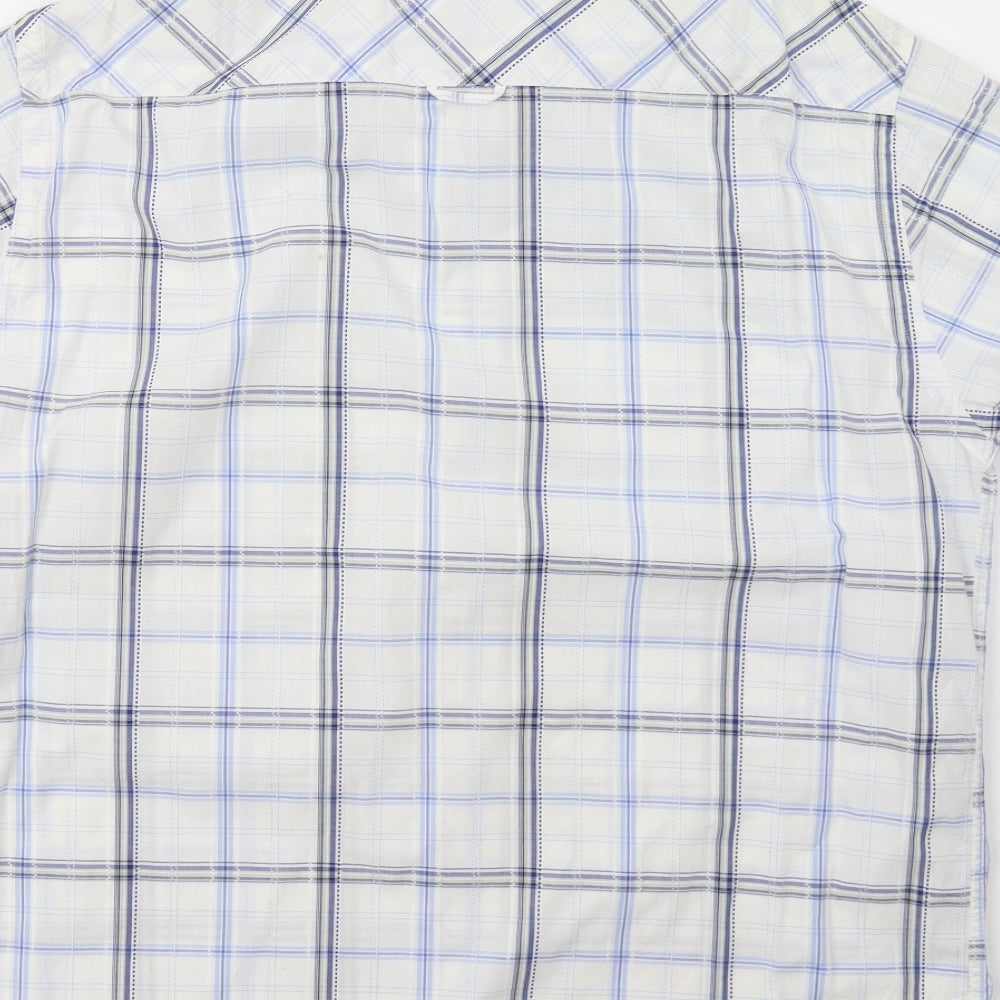 NEXT Mens White Check   Button-Up Size L