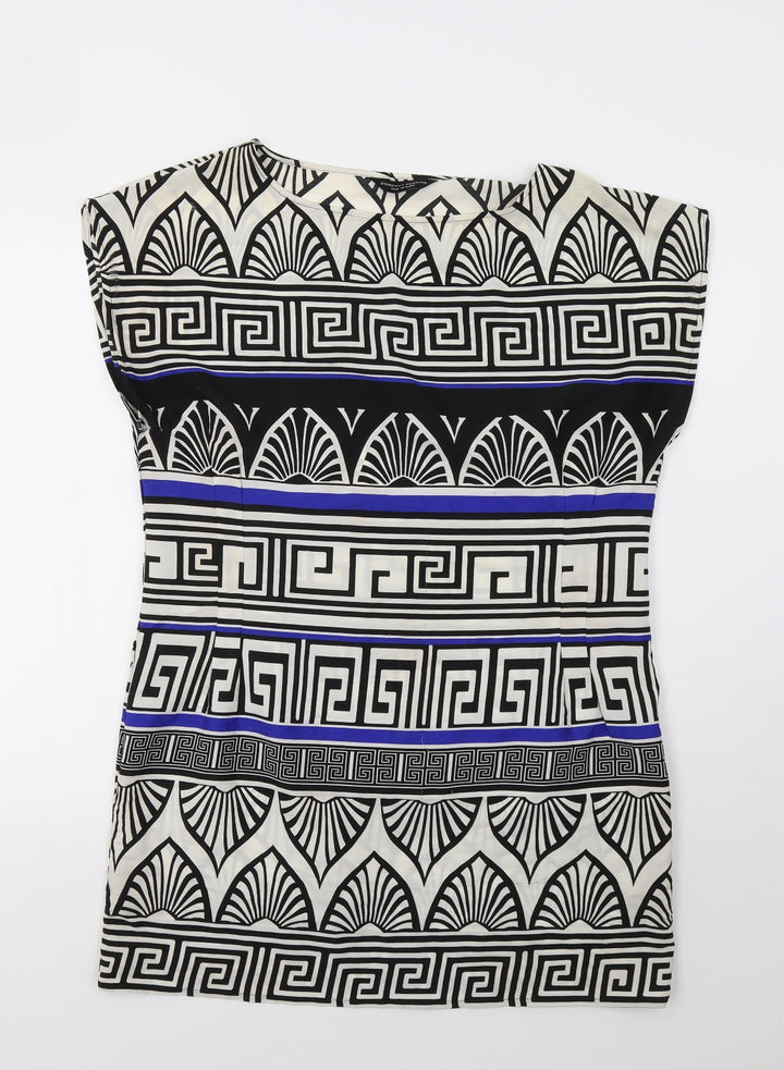 Dorothy Perkins Womens White Geometric  A-Line  Size 14