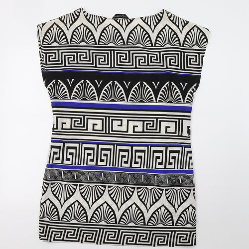 Dorothy Perkins Womens White Geometric  A-Line  Size 14