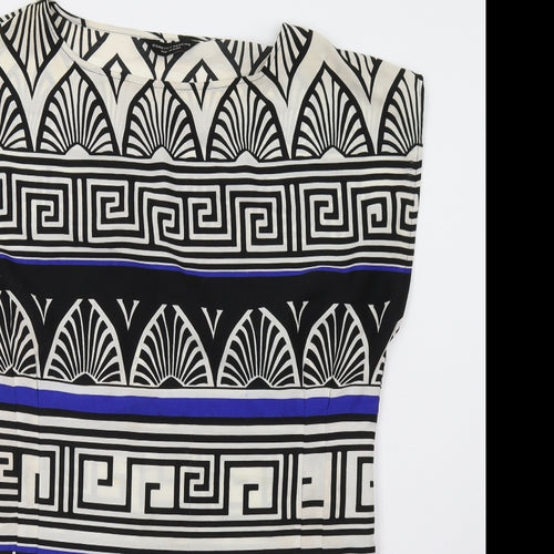 Dorothy Perkins Womens White Geometric  A-Line  Size 14