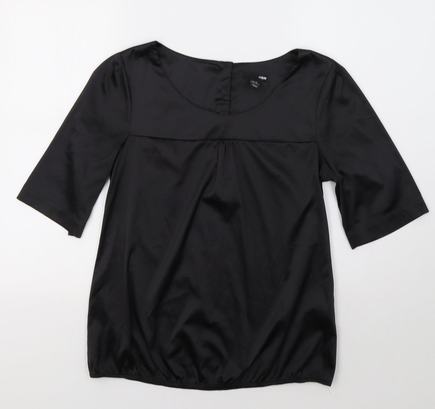 H&M Womens Black  Satin Basic Blouse Size 10