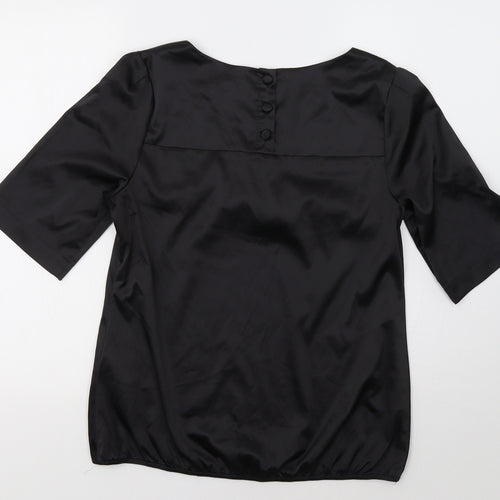 H&M Womens Black  Satin Basic Blouse Size 10