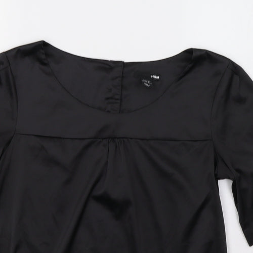 H&M Womens Black  Satin Basic Blouse Size 10